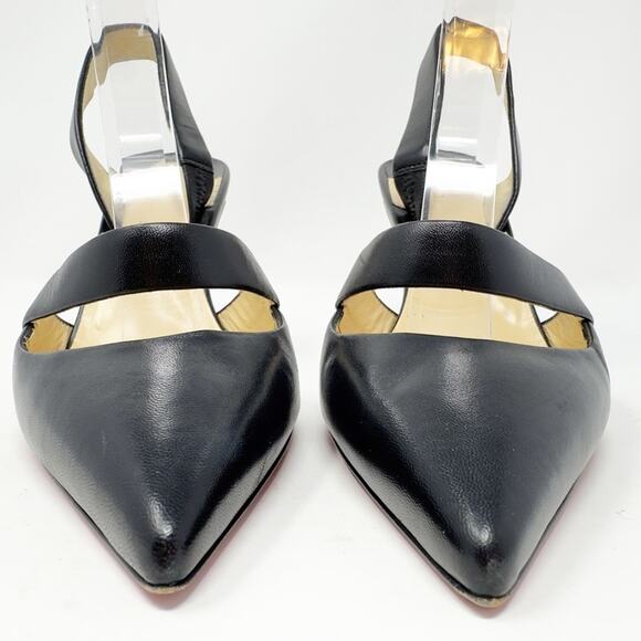Christian Louboutin Actina Black Leather Slingback Pumps - Picture 4 of 14